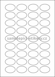 Etikety PRINT elipsa 38,6x25,6 mm bílé lesklé pro inkoustový tisk (1000xA4)