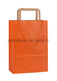 Papírová taška 18x8x25 cm s plochými papírovými držadly, oranžová