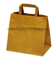 Papírová taška 26x17x24,5 cm s plochými papírovými držadly, přírodní