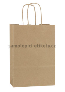 Papírová taška 18x8x25 cm s kroucenými papírovými držadly, přírodní, recyklovaný papír