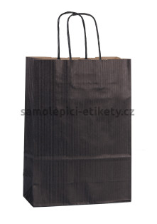 Papírová taška 18x8x25 cm s kroucenými papírovými držadly, černá