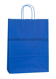 Papírová taška 26x11x34,5 cm s kroucenými papírovými držadly, modrá