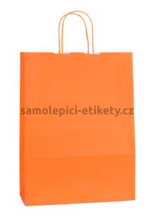 Papírová taška 18x8x25 cm s kroucenými papírovými držadly, oranžová