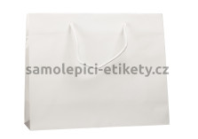Papírová taška 42x13x37 cm s bavlněnými držadly, bílá lesklá