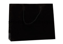 Papírová taška 42x13x37 cm s bavlněnými držadly, černá lesklá