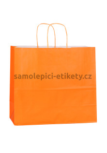 Papírová taška 32x13x28 cm s kroucenými papírovými držadly, oranžová