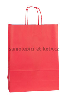 Papírová taška 23x10x32 cm s kroucenými papírovými držadly, červená