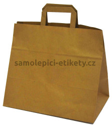 Papírová taška 32x20x28 cm s plochými papírovými držadly, přírodní