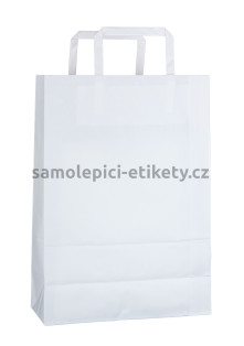 Papírová taška 22x10x36 cm s plochými papírovými držadly, bílá