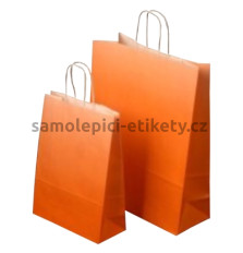 Papírová taška 32x13x42 cm, s krouceným uchem, oranžová (uvnitř bílá)