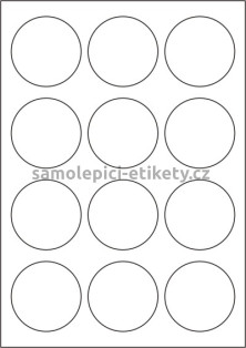 Etikety PRINT kruh průměr 60 mm (100xA4) - bílá lesklá polyesterová folie