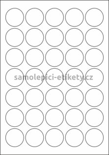 Etikety PRINT kruh 35 mm (100xA4) - zrcadlově lesklá stříbrná polyesterová folie